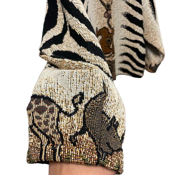 Vintage Sugar Street Weavers Safari Animal Print Button Up Sweater Jacket Medium - Picture 8 of 10